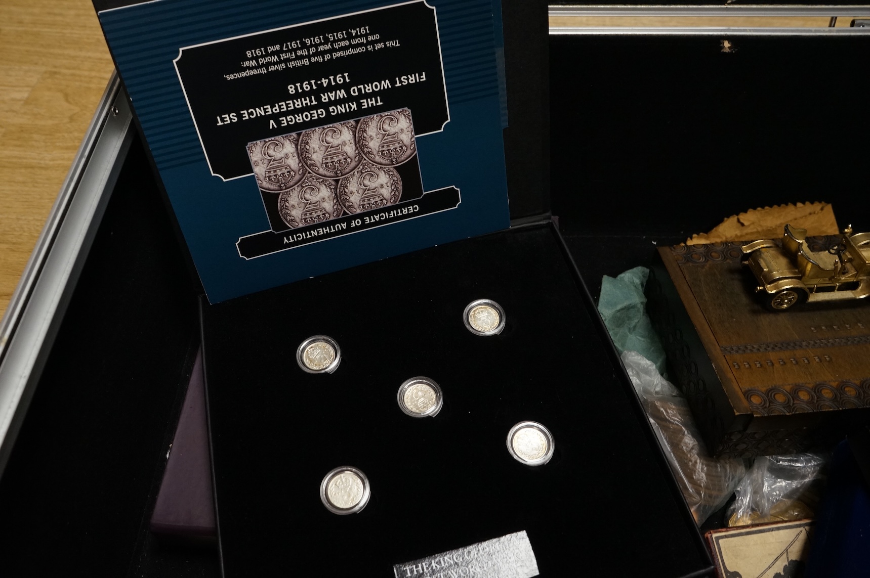A collection of coins, etc.